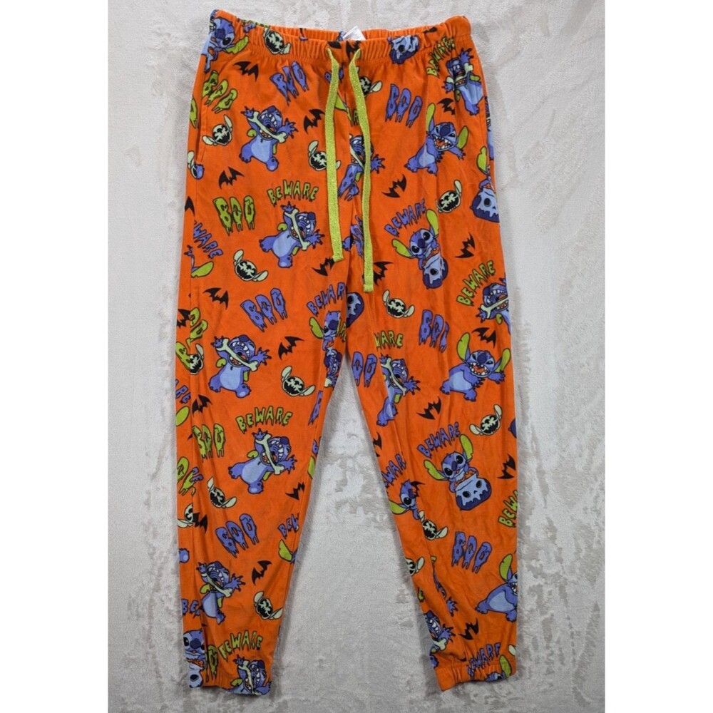 Disney Pajama Pants Kids Size 4/6 Stitch Halloween BOO Beware Orange Glow